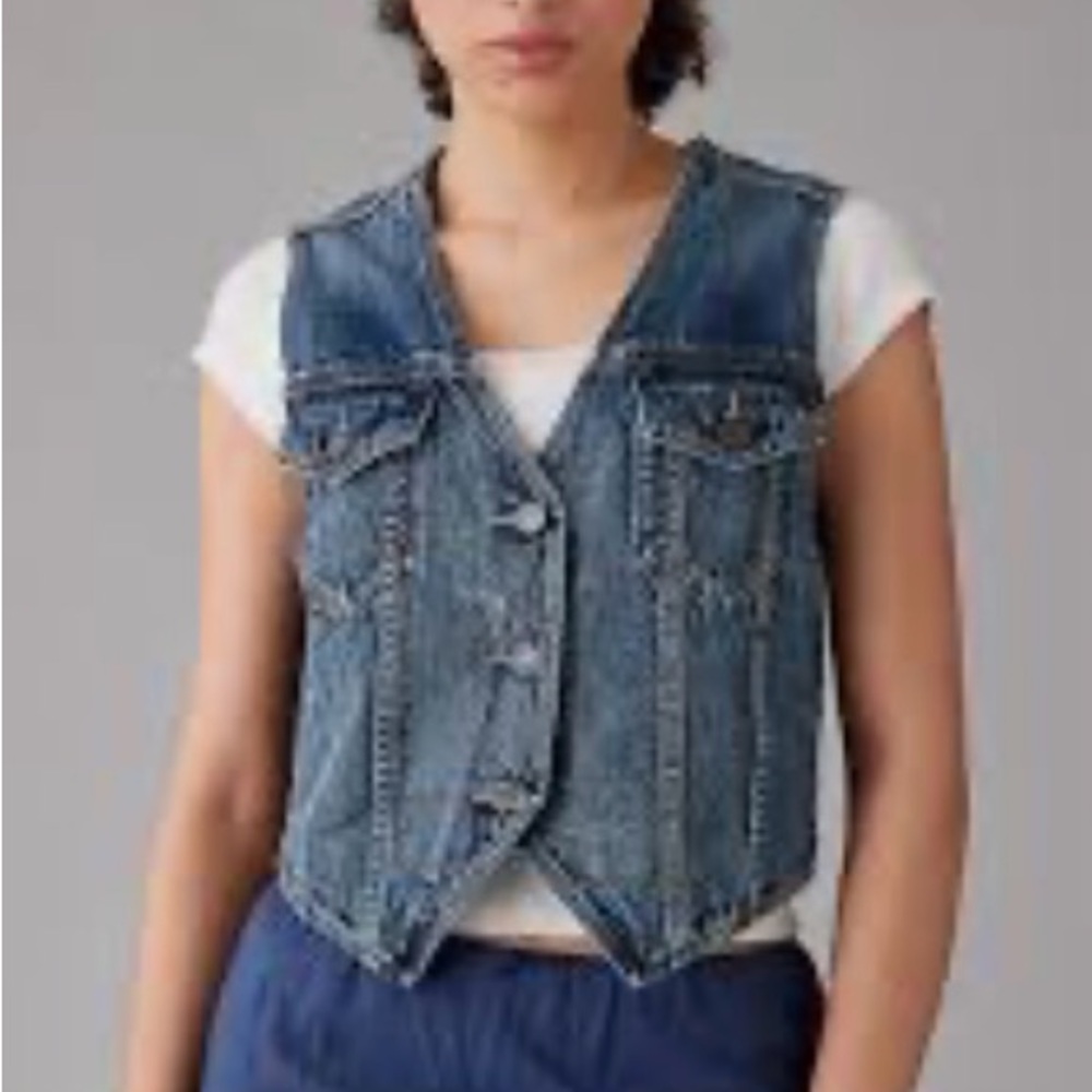 American Eagle Outfitters Blue Denim vest